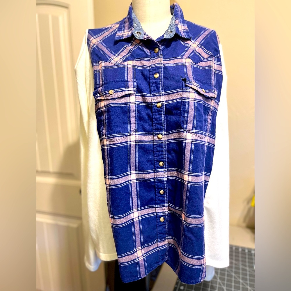 Upcycled button down flannel